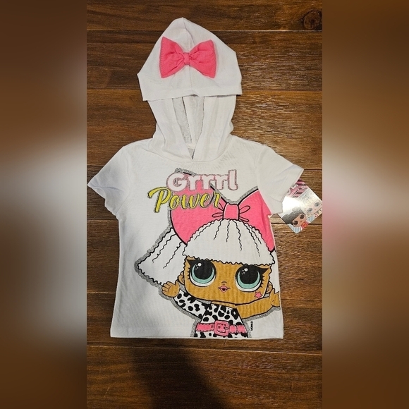 L.O.L. Surprise! Other - L.O.L. SURPRISE! NWT GIRL'S GRRRL POWER GLITTER GRAPHIC T-SHIRT HOOD& BOW SIZE 4